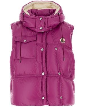 Moncler Tyrian Purple Nylon Pario Sleeveless Down Jacket
