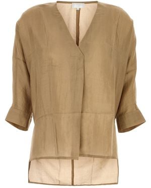 THE ROSE IBIZA Camel Silk Endochina Blouse - Natural