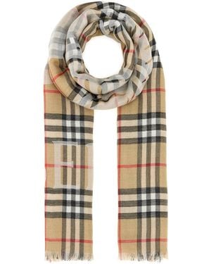 Burberry Embroidered Wool Blend Scarf - Multicolour