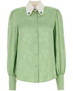 Valentino Garavani Camicia in seta verde pastello