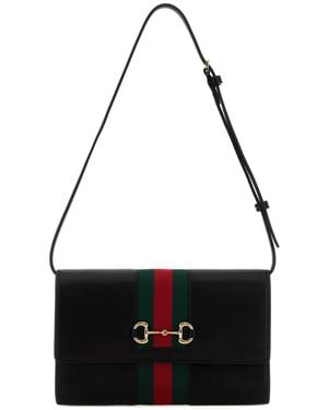 Gucci Portafoglio Horsebit Web in pelle nera - Nero