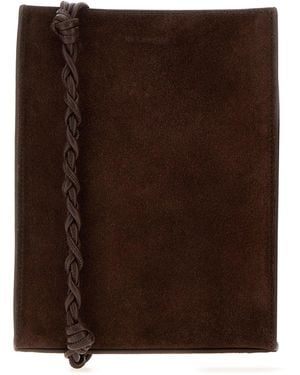 Jil Sander Borsa a spalla Tangle piccola in pelle scamosciata marrone