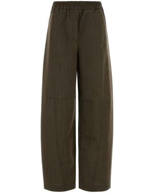 Ganni Light Wool Melange Cargo Trousers - Green