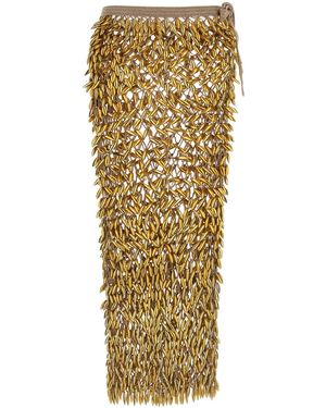 MY BEACHY SIDE Embellished Crochet Adora Skirt - Metallic