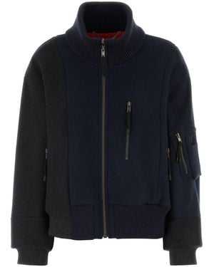 Maison Margiela Two-tone Wool Bomber Jacket - Blue