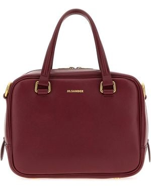 Jil Sander Burgundy Leather Small Vision Handbag - Red