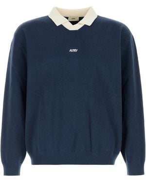 Autry Polo oversize in maglia blu