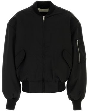 Entire studios Black Stretch Polyester Blend Bomber Jacket