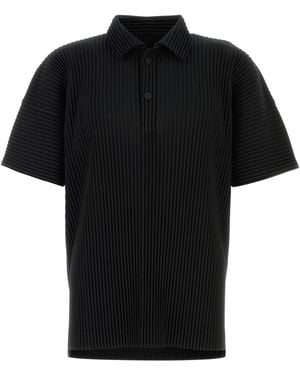 Homme Plissé Issey Miyake Black Polyester Polo Shirt