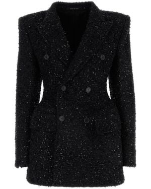 Balenciaga Chic Tweed Button-Up Jacket - Black
