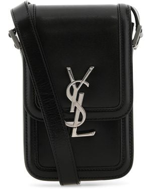 Saint Laurent Porta cellulare in pelle nera - Nero