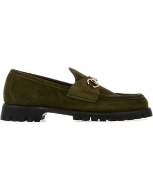 Gucci Mocassini in pelle scamosciata verde oliva