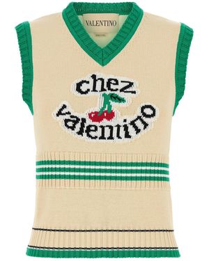 Valentino Garavani Cream Cotton Vest - Green