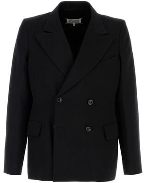 Maison Margiela Tailored Double-Breasted Wool Blazer - Black