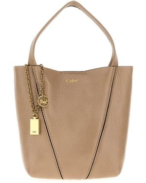 Chloé Spin Small Leather Tote Bag - White