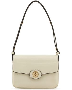 Tory Burch Chalk Leather Robinson Shoulder Bag - White