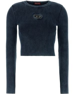 DIESEL Denim Blue Cotton M-anchor T-shirt
