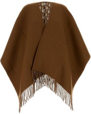 Fendi Mantella reversible in misto lana biscotto - Marrone
