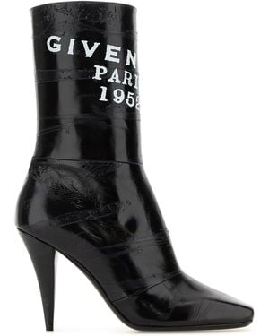 Givenchy Black Leather Sliced Square Tape Ankle Boots