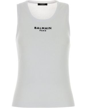 Balmain White Cotton Tank Top
