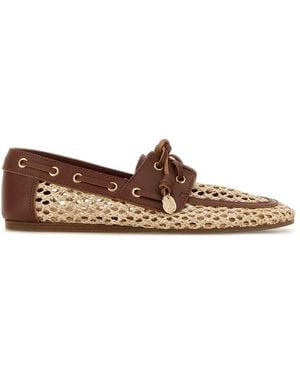 Ancient Greek Sandals Mocassini Pliaria bicolor in rafia e pelle - Marrone