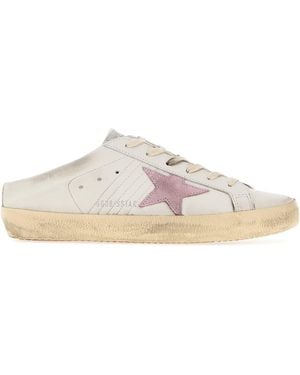 Golden Goose White Leather Super-star Slip Ons - Pink