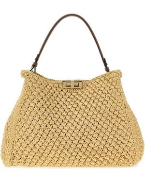 Fendi Borsa shopping Way grande in rafia - Metallizzato