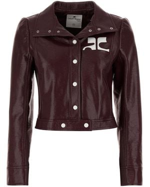 Courreges Aubergine Vinyl Blazer - Red