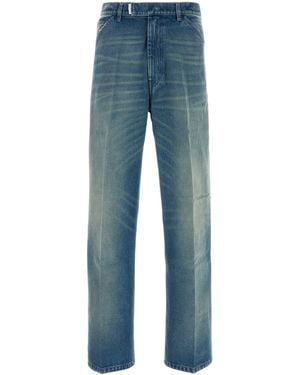 Random Identities Men Washed Denim Trousers Woven - Blue