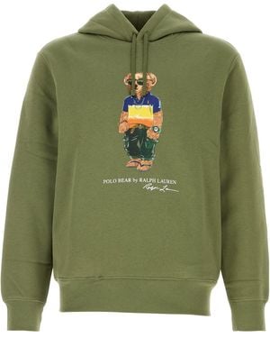 Polo Ralph Lauren Felpa in misto cotone verde militare