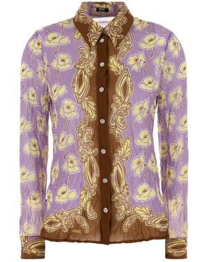 Versace Printed Crepe Shirt - Brown