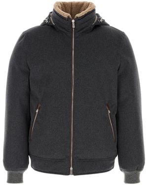 Brunello Cucinelli Graphite Wool Padded Jacket - Black
