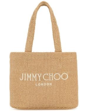 Jimmy Choo Borsa shopping Beach in rafia beige - Neutro