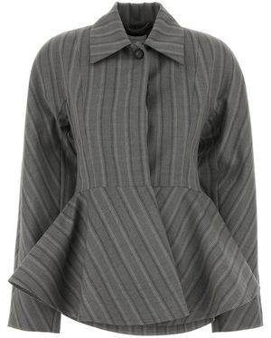 Stella McCartney Stripe Tailoring Peplum Jacket - Grey