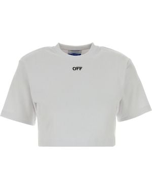 Off-White c/o Virgil Abloh Off Stamp Rib Cropped Tee - White