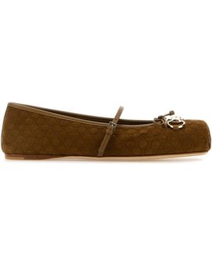 Gucci Ballerine in pelle scamosciata biscotto - Bianco