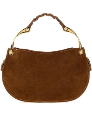 McQueen Brown Suede Mini Wishbone Handbag