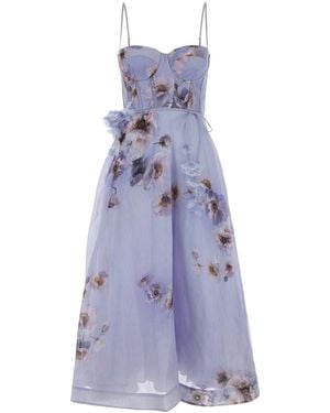 Zimmermann Printed Linen Blend Hypnotic Dress - Purple