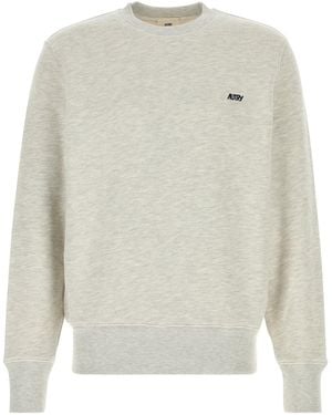 Autry Melange Light Gray Cotton Sweatshirt - White