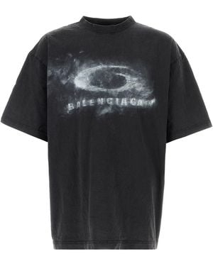Balenciaga Graphite Cotton Oversize T-shirt - Black