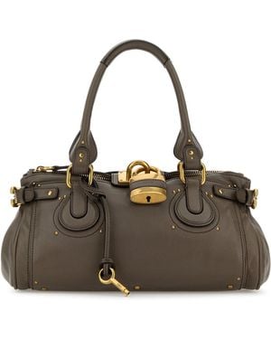 Chloé Mud Leather Paddington Shoulder Bag - Metallic