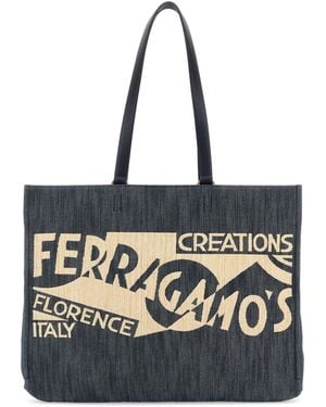 Ferragamo Grape Leather Large Shopping Bag in Black | Lyst
