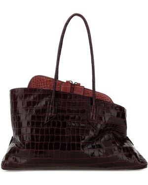 The Attico Burgundy Leather Medium La Passeggiata Shoulder Bag - Red