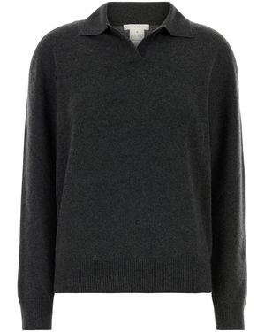 The Row Charcoal Cashmere Oashi Polo Shirt - Black