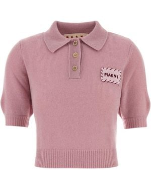 Marni Pink Cashmere Polo Shirt