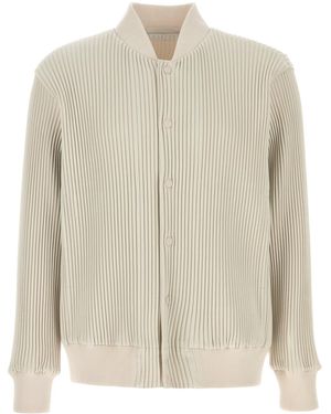 Homme Plissé Issey Miyake Homme Plisse' Issey Miyake Ivory Polyester Bomber Jacket - Natural
