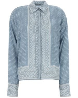 Ermanno Scervino Printed Silk Shirt - Blue