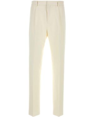 Ferragamo Flat Front Trousers - Natural