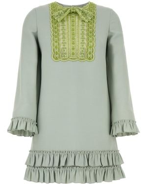 Valentino Garavani Mint Green Wool Blend Mini Dress
