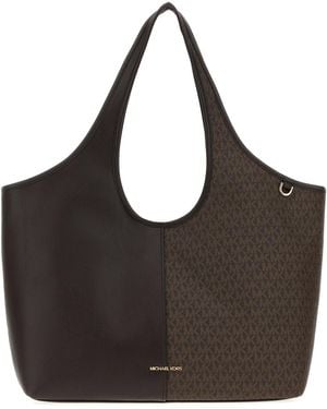 MICHAEL Michael Kors Borsa shopping Henly grande cioccolato in tela e pelle - Nero